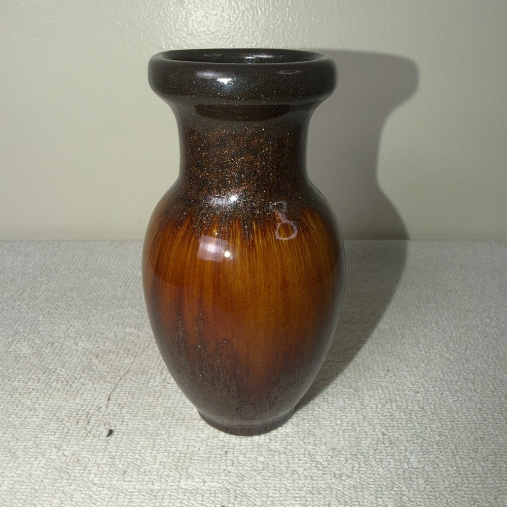 Elegant Expressions Vase 5.77" Tall Copper Glaze Bulbous Bud Vase